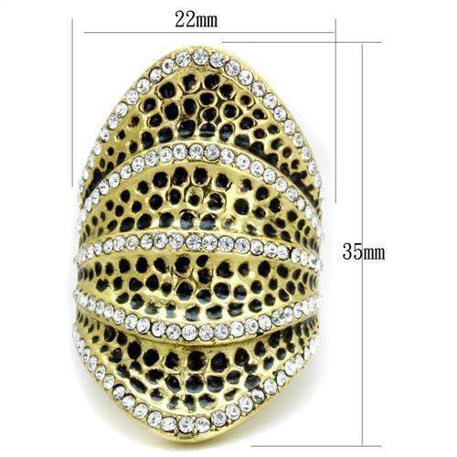 TK1887 - IP Gold(Ion Plating) Stainless Steel Ring with Top Grade Crystal in Clear - Alamode - Flyclothing LLC