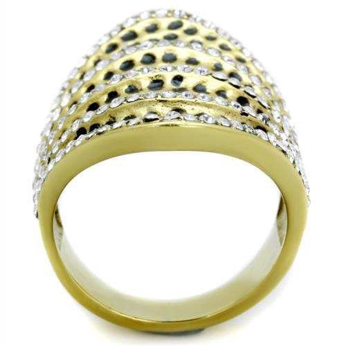 TK1887 - IP Gold(Ion Plating) Stainless Steel Ring with Top Grade Crystal in Clear - Alamode - Flyclothing LLC