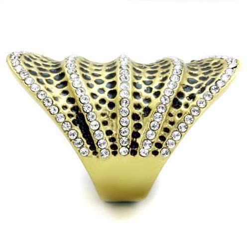 TK1887 - IP Gold(Ion Plating) Stainless Steel Ring with Top Grade Crystal in Clear - Alamode - Flyclothing LLC