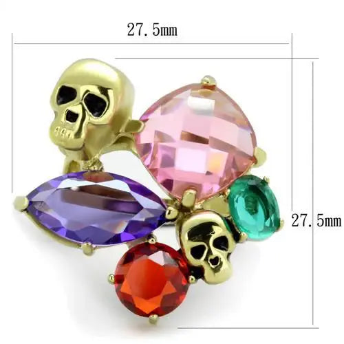 TK1888 - IP Gold(Ion Plating) Stainless Steel Ring with AAA Grade CZ in Multi Color - Alamode - Flyclothing LLC