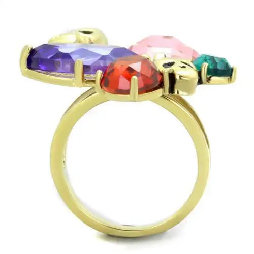 TK1888 - IP Gold(Ion Plating) Stainless Steel Ring with AAA Grade CZ in Multi Color - Alamode - Flyclothing LLC