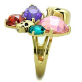 TK1888 - IP Gold(Ion Plating) Stainless Steel Ring with AAA Grade CZ  in Multi Color - Alamode