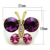 TK1889 - IP Gold(Ion Plating) Stainless Steel Ring with Top Grade Crystal  in Amethyst - Alamode
