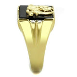 TK1890 - IP Gold(Ion Plating) Stainless Steel Ring with Synthetic Onyx in Jet - Alamode