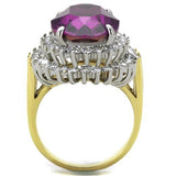 TK1892 - Two-Tone IP Gold (Ion Plating) Stainless Steel Ring with Top Grade Crystal  in Amethyst - Alamode
