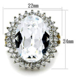 TK1894 - Two-Tone IP Gold (Ion Plating) Stainless Steel Ring with Top Grade Crystal in Clear - Alamode - Flyclothing LLC