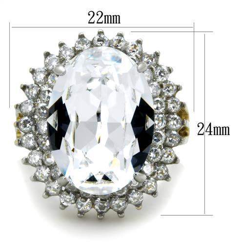 TK1894 - Two-Tone IP Gold (Ion Plating) Stainless Steel Ring with Top Grade Crystal in Clear - Alamode - Flyclothing LLC