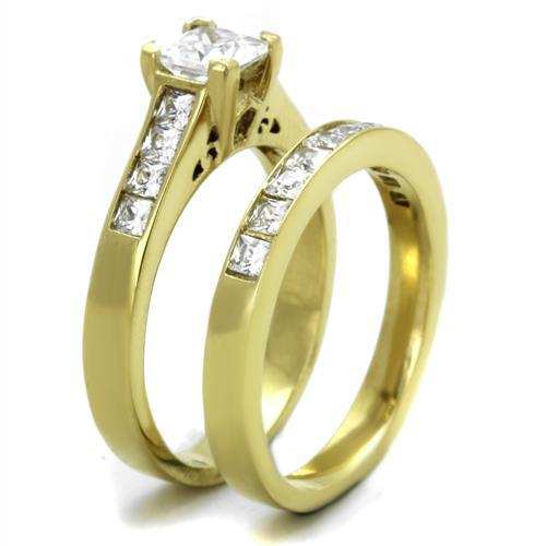 TK1895 - IP Gold(Ion Plating) Stainless Steel Ring with AAA Grade CZ in Clear - Alamode - Flyclothing LLC
