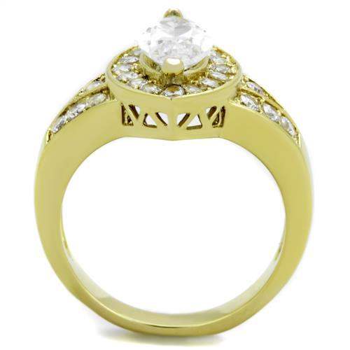 TK1896 - IP Gold(Ion Plating) Stainless Steel Ring with AAA Grade CZ in Clear - Alamode - Flyclothing LLC