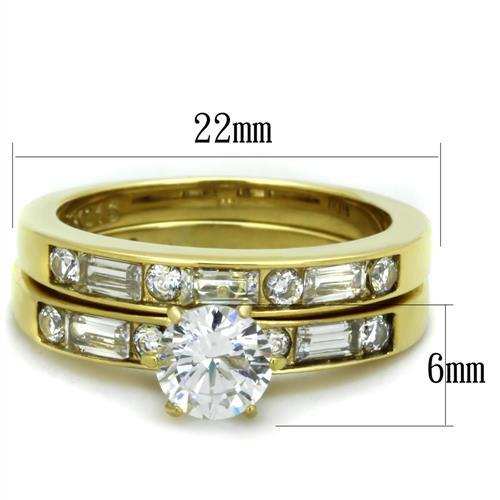 TK1897 - IP Gold(Ion Plating) Stainless Steel Ring with AAA Grade CZ in Clear - Alamode - Flyclothing LLC