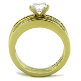TK1897 - IP Gold(Ion Plating) Stainless Steel Ring with AAA Grade CZ  in Clear - Alamode
