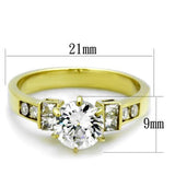TK1898 - IP Gold(Ion Plating) Stainless Steel Ring with AAA Grade CZ  in Clear - Alamode
