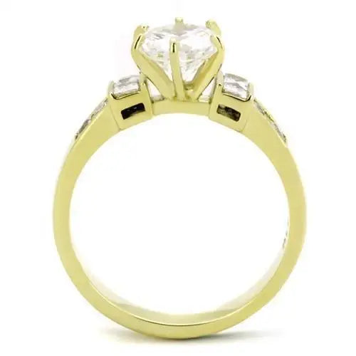 TK1898 - IP Gold(Ion Plating) Stainless Steel Ring with AAA Grade CZ in Clear - Alamode - Flyclothing LLC