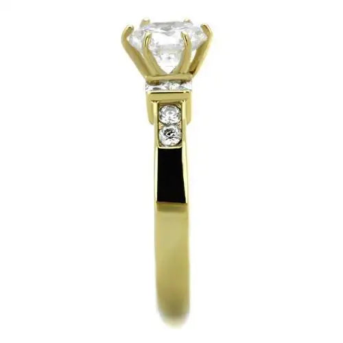TK1898 - IP Gold(Ion Plating) Stainless Steel Ring with AAA Grade CZ in Clear - Alamode - Flyclothing LLC