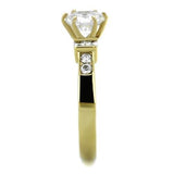 TK1898 - IP Gold(Ion Plating) Stainless Steel Ring with AAA Grade CZ  in Clear - Alamode