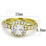 TK1899 - IP Gold(Ion Plating) Stainless Steel Ring with AAA Grade CZ  in Clear - Alamode