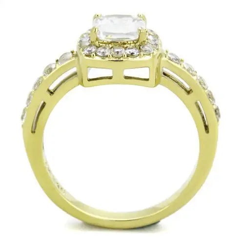 TK1899 - IP Gold(Ion Plating) Stainless Steel Ring with AAA Grade CZ in Clear - Alamode - Flyclothing LLC