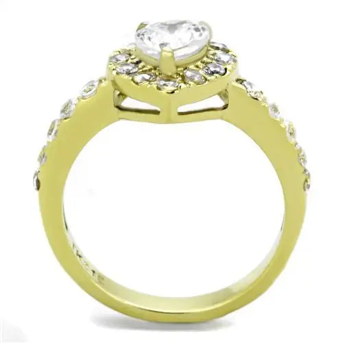 TK1900 - IP Gold(Ion Plating) Stainless Steel Ring with AAA Grade CZ in Clear - Alamode - Flyclothing LLC