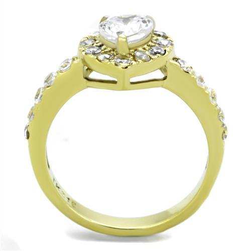 TK1900 - IP Gold(Ion Plating) Stainless Steel Ring with AAA Grade CZ in Clear - Alamode - Flyclothing LLC
