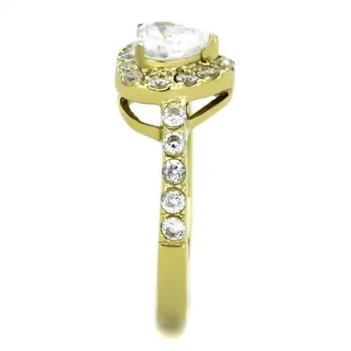 TK1900 - IP Gold(Ion Plating) Stainless Steel Ring with AAA Grade CZ in Clear - Alamode - Flyclothing LLC