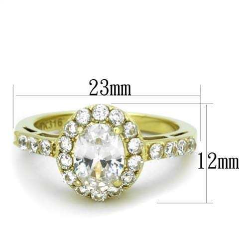 TK1901 - IP Gold(Ion Plating) Stainless Steel Ring with AAA Grade CZ in Clear - Alamode - Flyclothing LLC