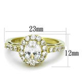 TK1901 - IP Gold(Ion Plating) Stainless Steel Ring with AAA Grade CZ  in Clear - Alamode