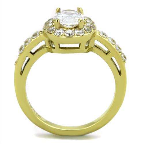 TK1901 - IP Gold(Ion Plating) Stainless Steel Ring with AAA Grade CZ in Clear - Alamode - Flyclothing LLC