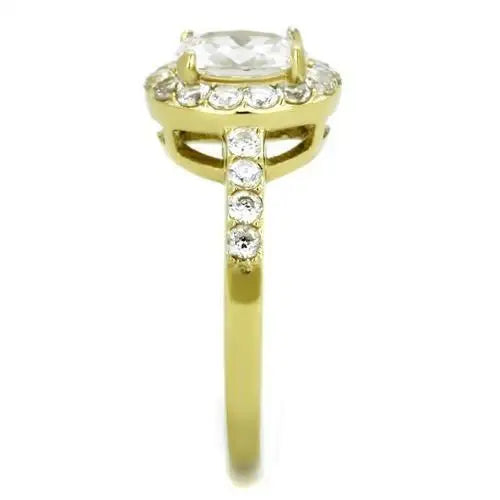 TK1901 - IP Gold(Ion Plating) Stainless Steel Ring with AAA Grade CZ in Clear - Alamode - Flyclothing LLC