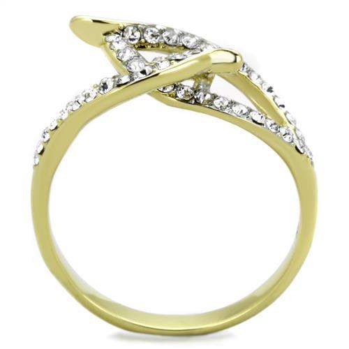 TK1907 - Two-Tone IP Gold (Ion Plating) Stainless Steel Ring with Top Grade Crystal in Clear - Alamode - Flyclothing LLC