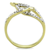 TK1907 - Two-Tone IP Gold (Ion Plating) Stainless Steel Ring with Top Grade Crystal  in Clear - Alamode