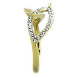 TK1907 - Two-Tone IP Gold (Ion Plating) Stainless Steel Ring with Top Grade Crystal in Clear - Alamode - Flyclothing LLC