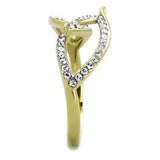 TK1907 - Two-Tone IP Gold (Ion Plating) Stainless Steel Ring with Top Grade Crystal  in Clear - Alamode