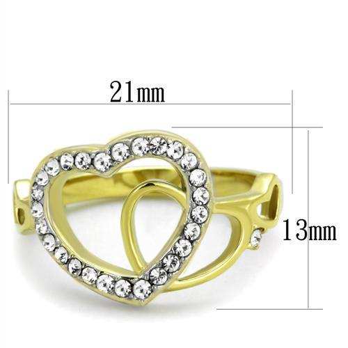 TK1908 - Two-Tone IP Gold (Ion Plating) Stainless Steel Ring with Top Grade Crystal in Clear - Alamode - Flyclothing LLC