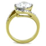 TK1911 - Two-Tone IP Gold (Ion Plating) Stainless Steel Ring with AAA Grade CZ  in Clear - Alamode