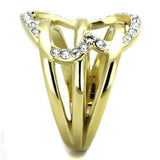 TK1913 - Two-Tone IP Gold (Ion Plating) Stainless Steel Ring with Top Grade Crystal in Clear - Alamode - Flyclothing LLC