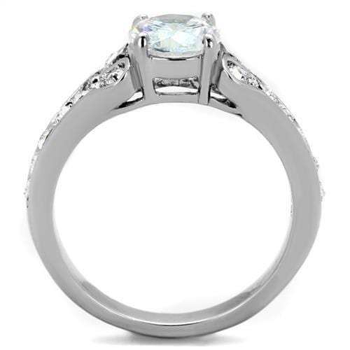 TK1918 - High polished (no plating) Stainless Steel Ring with AAA Grade CZ in Clear - Alamode - Flyclothing LLC