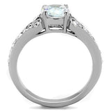 TK1918 - High polished (no plating) Stainless Steel Ring with AAA Grade CZ  in Clear - Alamode