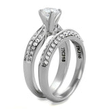 TK1920 - High polished (no plating) Stainless Steel Ring with AAA Grade CZ  in Clear - Alamode