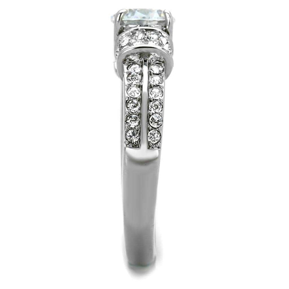 TK1921 - High polished (no plating) Stainless Steel Ring with AAA Grade CZ in Clear - Alamode - Flyclothing LLC