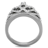 TK1923 - High polished (no plating) Stainless Steel Ring with Top Grade Crystal in Clear - Alamode - Flyclothing LLC
