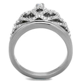 TK1923 - High polished (no plating) Stainless Steel Ring with Top Grade Crystal  in Clear - Alamode