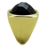 TK1925 - IP Gold(Ion Plating) Stainless Steel Ring with Synthetic Synthetic Stone in Jet - Alamode - Flyclothing LLC