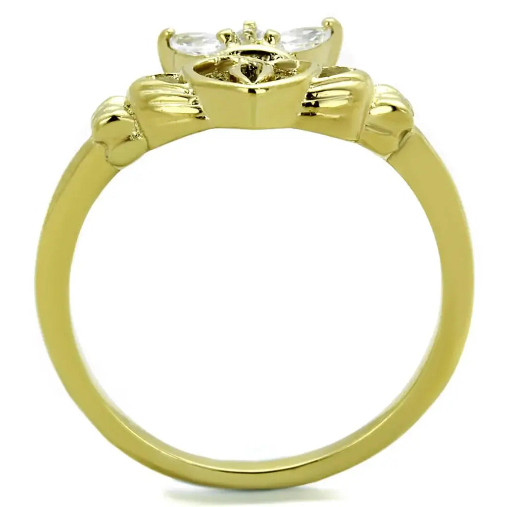 TK1926 - IP Gold(Ion Plating) Stainless Steel Ring with AAA Grade CZ in Clear - Alamode - Flyclothing LLC