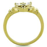 TK1926 - IP Gold(Ion Plating) Stainless Steel Ring with AAA Grade CZ  in Clear - Alamode