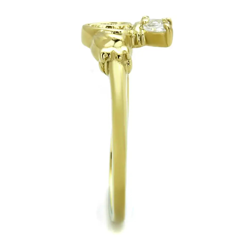 TK1926 - IP Gold(Ion Plating) Stainless Steel Ring with AAA Grade CZ in Clear - Alamode - Flyclothing LLC