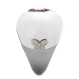 TK1927 - High polished (no plating) Stainless Steel Ring with Top Grade Crystal in Ruby - Alamode - Flyclothing LLC