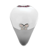 TK1927 - High polished (no plating) Stainless Steel Ring with Top Grade Crystal  in Ruby - Alamode
