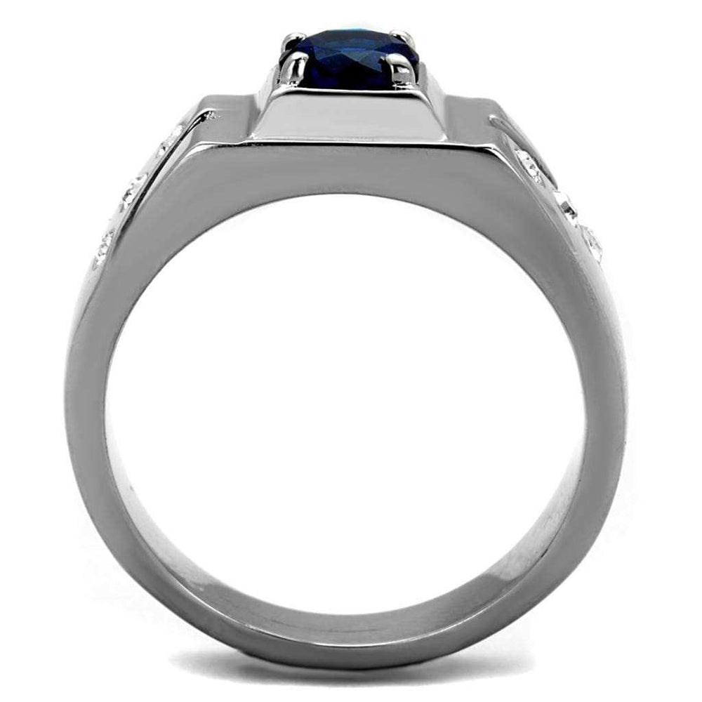 TK1929 - High polished (no plating) Stainless Steel Ring with Synthetic Synthetic Glass in Montana - Alamode - Flyclothing LLC