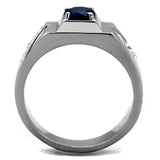 TK1929 - High polished (no plating) Stainless Steel Ring with Synthetic Synthetic Glass in Montana - Alamode