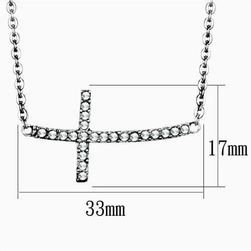 TK1931 - High polished (no plating) Stainless Steel Necklace with Top Grade Crystal in Clear - Alamode - Flyclothing LLC